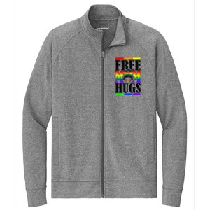 Free Mom Hugs Messy Bun LGBT Pride Month Rainbow Stretch Full-Zip Cadet Jacket