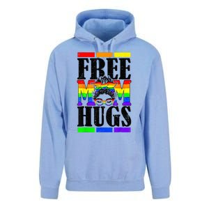 Free Mom Hugs Messy Bun LGBT Pride Month Rainbow Unisex Surf Hoodie