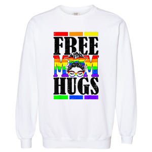 Free Mom Hugs Messy Bun LGBT Pride Month Rainbow Garment-Dyed Sweatshirt