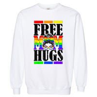 Free Mom Hugs Messy Bun LGBT Pride Month Rainbow Garment-Dyed Sweatshirt