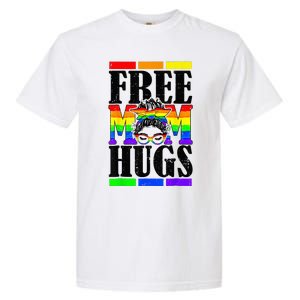 Free Mom Hugs Messy Bun LGBT Pride Month Rainbow Garment-Dyed Heavyweight T-Shirt