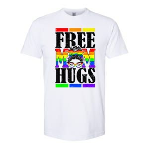 Free Mom Hugs Messy Bun LGBT Pride Month Rainbow Softstyle CVC T-Shirt