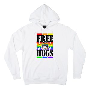 Free Mom Hugs Messy Bun LGBT Pride Month Rainbow Hoodie