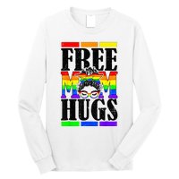 Free Mom Hugs Messy Bun LGBT Pride Month Rainbow Long Sleeve Shirt