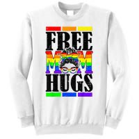 Free Mom Hugs Messy Bun LGBT Pride Month Rainbow Sweatshirt