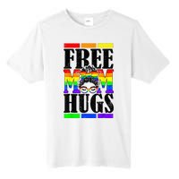 Free Mom Hugs Messy Bun LGBT Pride Month Rainbow Tall Fusion ChromaSoft Performance T-Shirt