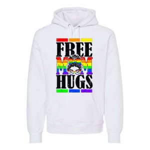 Free Mom Hugs Messy Bun LGBT Pride Month Rainbow Premium Hoodie