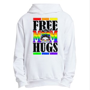 Free Mom Hugs Messy Bun LGBT Pride Month Rainbow Urban Pullover Hoodie