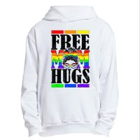 Free Mom Hugs Messy Bun LGBT Pride Month Rainbow Urban Pullover Hoodie