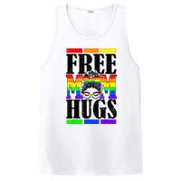 Free Mom Hugs Messy Bun LGBT Pride Month Rainbow PosiCharge Competitor Tank