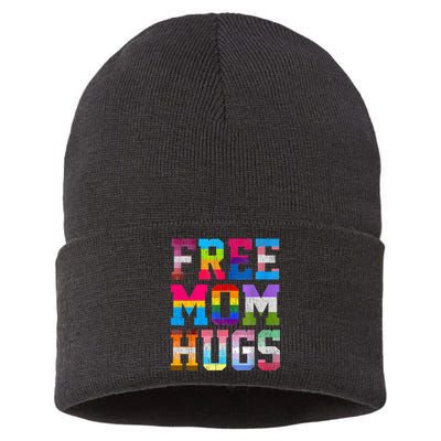 Free Mom Hugs For Pride Month Lgbt MotherS Day Sustainable Knit Beanie