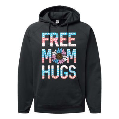 Free Mom Hugs Pride Lgbt Daisy Flower Hippie Performance Fleece Hoodie