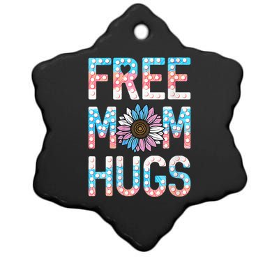 Free Mom Hugs Pride Lgbt Daisy Flower Hippie Ceramic Star Ornament