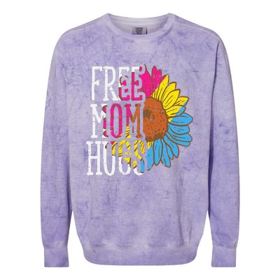 Free Mom Hugs Pansexual Sunflower Pan Pride Flag LGBTQ Colorblast Crewneck Sweatshirt