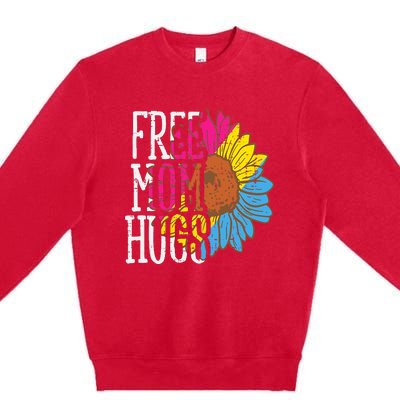 Free Mom Hugs Pansexual Sunflower Pan Pride Flag LGBTQ Premium Crewneck Sweatshirt