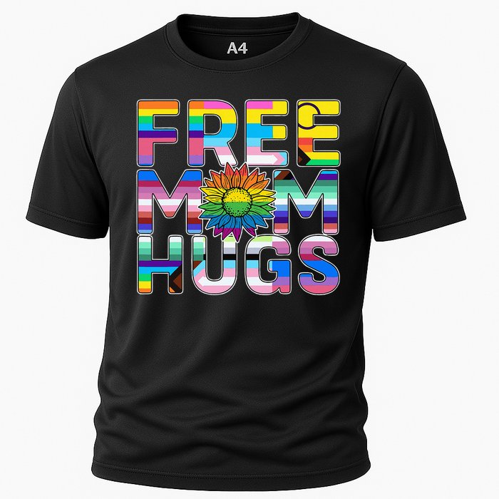 Free Mom Hugs Lgbt Pride Mom Daisy Flower Lesbian Mother Day Cooling Performance Crew T-Shirt