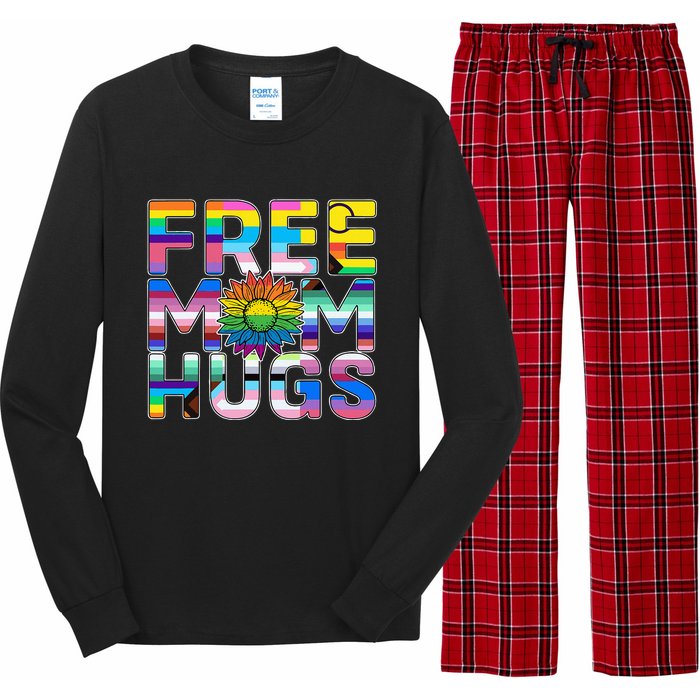 Free Mom Hugs Lgbt Pride Mom Daisy Flower Lesbian Mother Day Long Sleeve Pajama Set