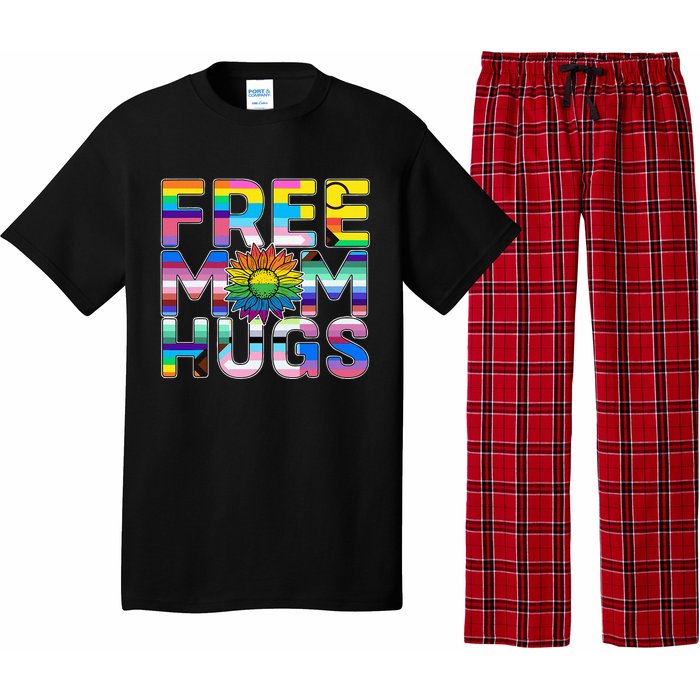 Free Mom Hugs Lgbt Pride Mom Daisy Flower Lesbian Mother Day Pajama Set