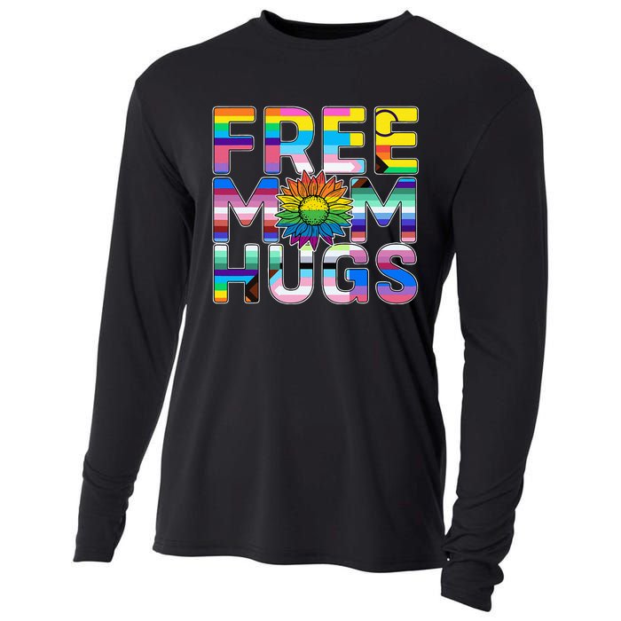 Free Mom Hugs Lgbt Pride Mom Daisy Flower Lesbian Mother Day Cooling Performance Long Sleeve Crew