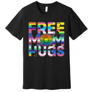 Free Mom Hugs Lgbt Pride Mom Daisy Flower Lesbian Mother Day Premium T-Shirt