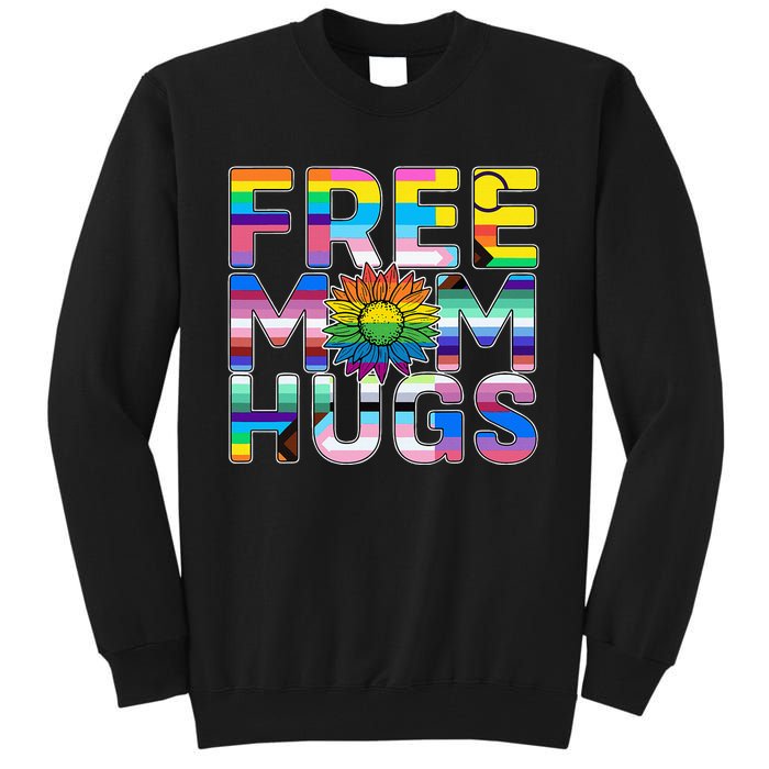 Free Mom Hugs Lgbt Pride Mom Daisy Flower Lesbian Mother Day Tall Sweatshirt