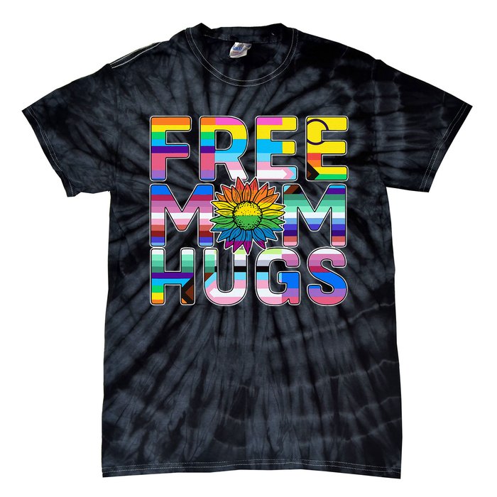 Free Mom Hugs Lgbt Pride Mom Daisy Flower Lesbian Mother Day Tie-Dye T-Shirt