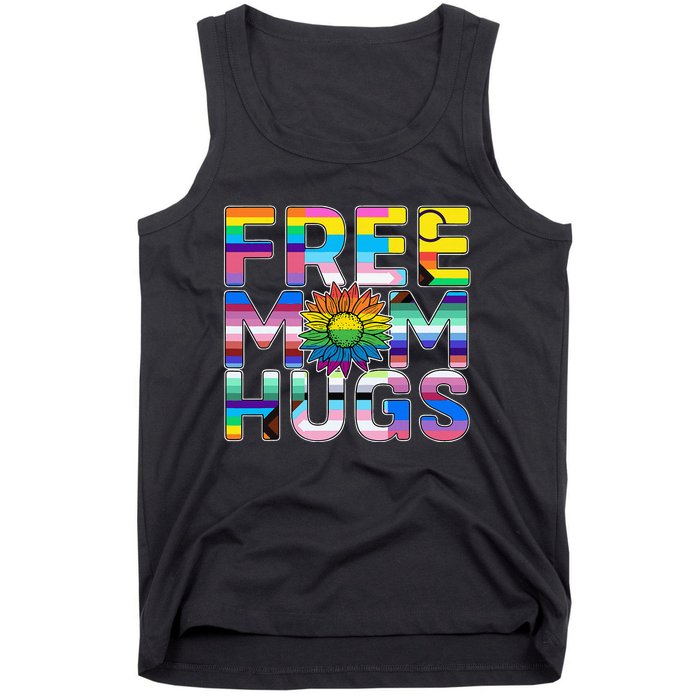 Free Mom Hugs Lgbt Pride Mom Daisy Flower Lesbian Mother Day Tank Top