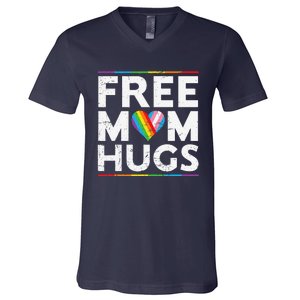 Free Mom Hugs Lgbt Pride Parades Rainbow Transg Flag V-Neck T-Shirt