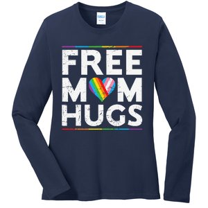 Free Mom Hugs Lgbt Pride Parades Rainbow Transg Flag Ladies Long Sleeve Shirt