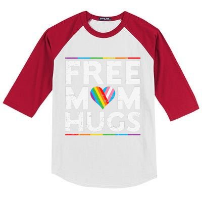 Free Mom Hugs Lgbt Pride Parades Rainbow Transg Flag Kids Colorblock Raglan Jersey