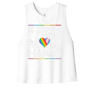 Free Mom Hugs Lgbt Pride Parades Rainbow Transg Flag Women's Racerback Cropped Tank