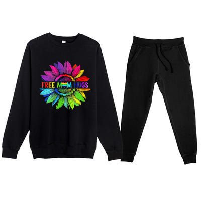 Free Mom Hugs Lgbt Pride Mom Daisy Rainbow Flower Mother Day Premium Crewneck Sweatsuit Set