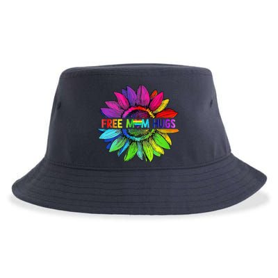 Free Mom Hugs Lgbt Pride Mom Daisy Rainbow Flower Mother Day Sustainable Bucket Hat