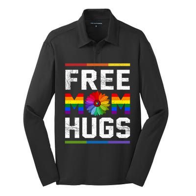 Free Mom Hugs Pride Gift Silk Touch Performance Long Sleeve Polo