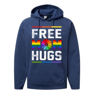 Free Mom Hugs Pride Gift Performance Fleece Hoodie