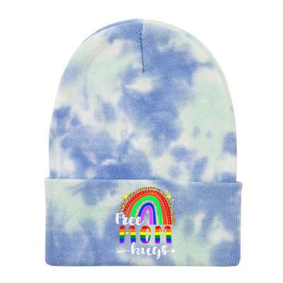 Free Mom Hugs Leopard Rainbow Flag LGBT Pride Month Tie Dye 12in Knit Beanie