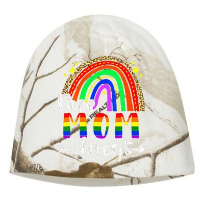 Free Mom Hugs Leopard Rainbow Flag LGBT Pride Month Kati - Camo Knit Beanie