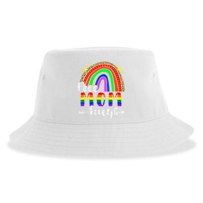 Free Mom Hugs Leopard Rainbow Flag LGBT Pride Month Sustainable Bucket Hat