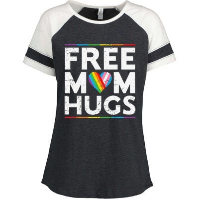 Free Mom Hugs Lgbt Pride Parades Rainbow Transg Flag Enza Ladies Jersey Colorblock Tee