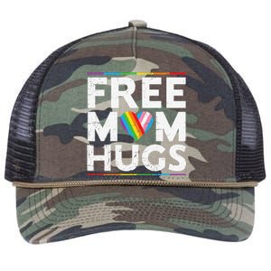 Free Mom Hugs Lgbt Pride Parades Rainbow Transg Flag Retro Rope Trucker Hat Cap