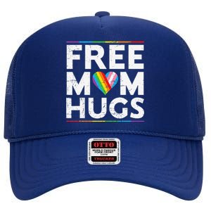 Free Mom Hugs Lgbt Pride Parades Rainbow Transg Flag High Crown Mesh Back Trucker Hat