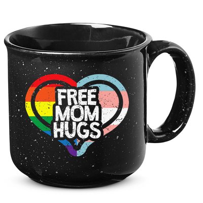 Free Mom Hugs Rainbow Pride 15oz Campfire Ceramic Mug