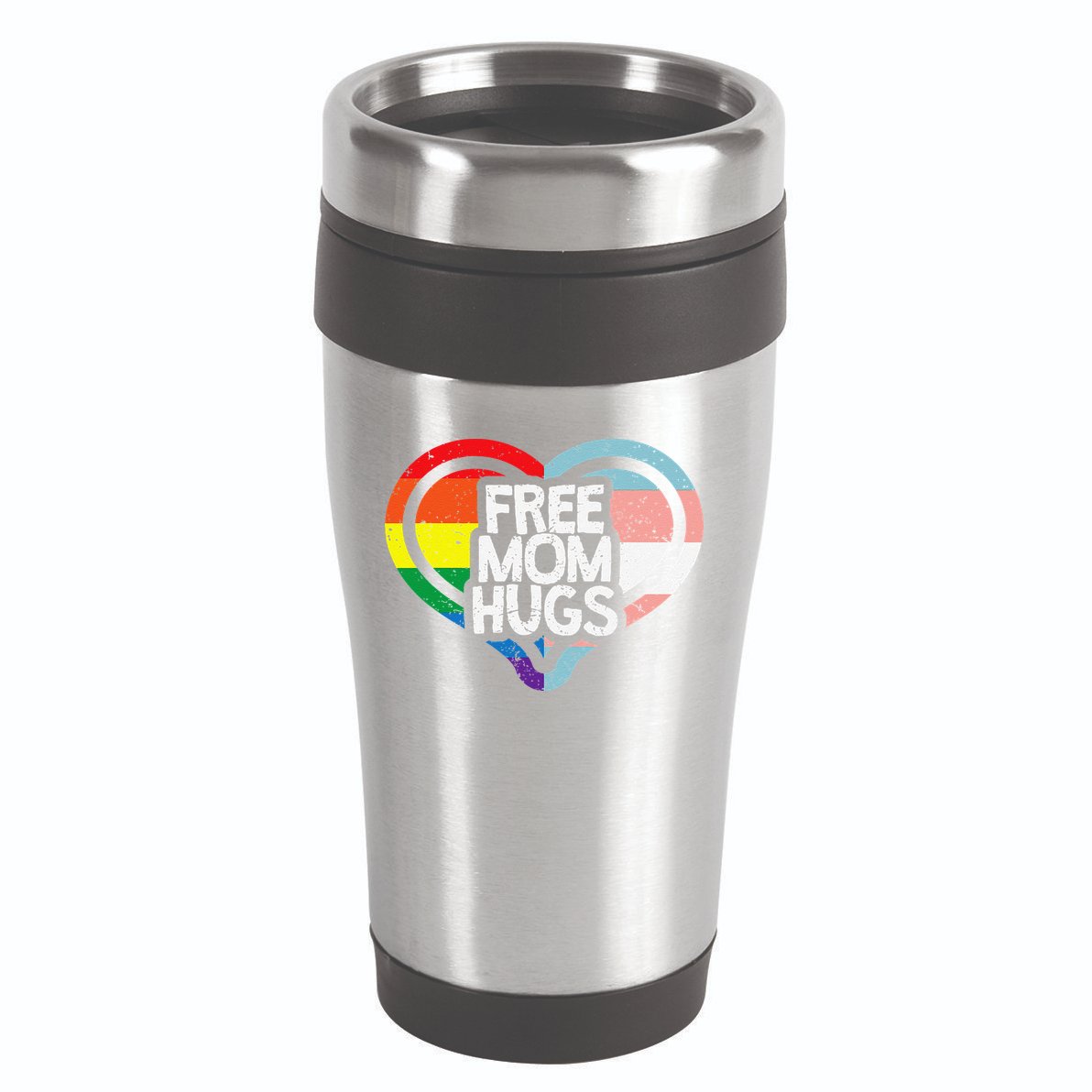 Free Mom Hugs Rainbow Pride 16oz Travel Tumbler
