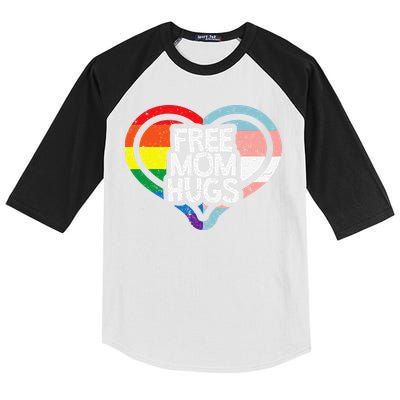Free Mom Hugs Rainbow Pride Kids Colorblock Raglan Jersey
