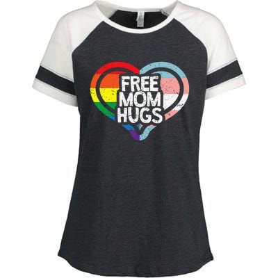 Free Mom Hugs Rainbow Pride Enza Ladies Jersey Colorblock Tee