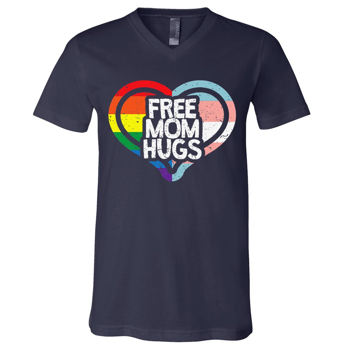 Free Mom Hugs Rainbow Pride V-Neck T-Shirt