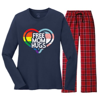 Free Mom Hugs Rainbow Pride Women's Long Sleeve Flannel Pajama Set 