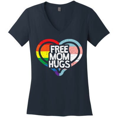 Free Mom Hugs Rainbow Pride Women's V-Neck T-Shirt