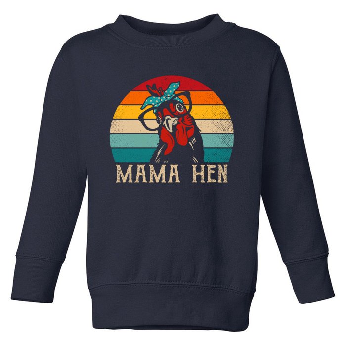 Funny Mama Hen 80s Vintage Retro Chicken Mom Mother Toddler Sweatshirt