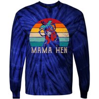 Funny Mama Hen 80s Vintage Retro Chicken Mom Mother Tie-Dye Long Sleeve Shirt